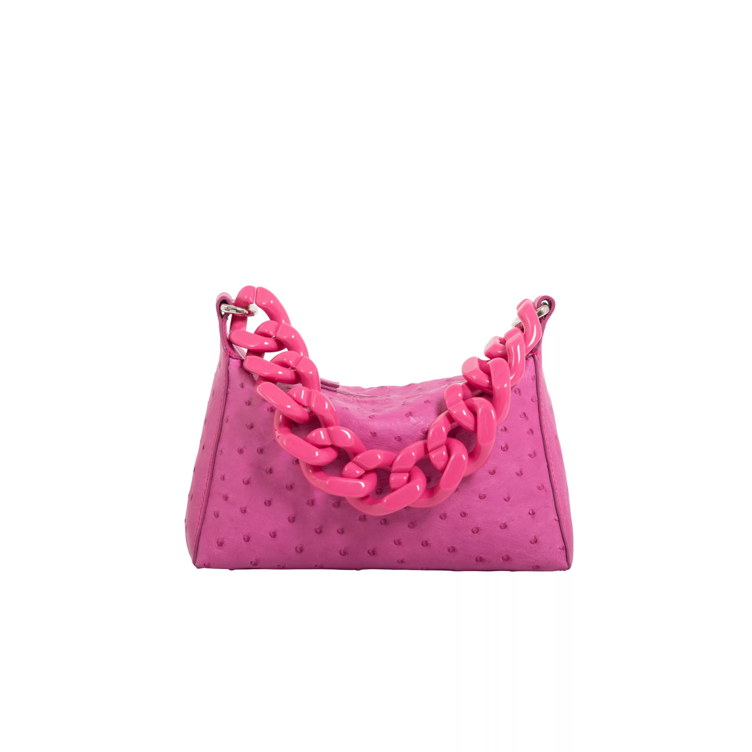 Lola in Hot Pink Ostrich with a Pink Resin Chain by Cape Cobra
