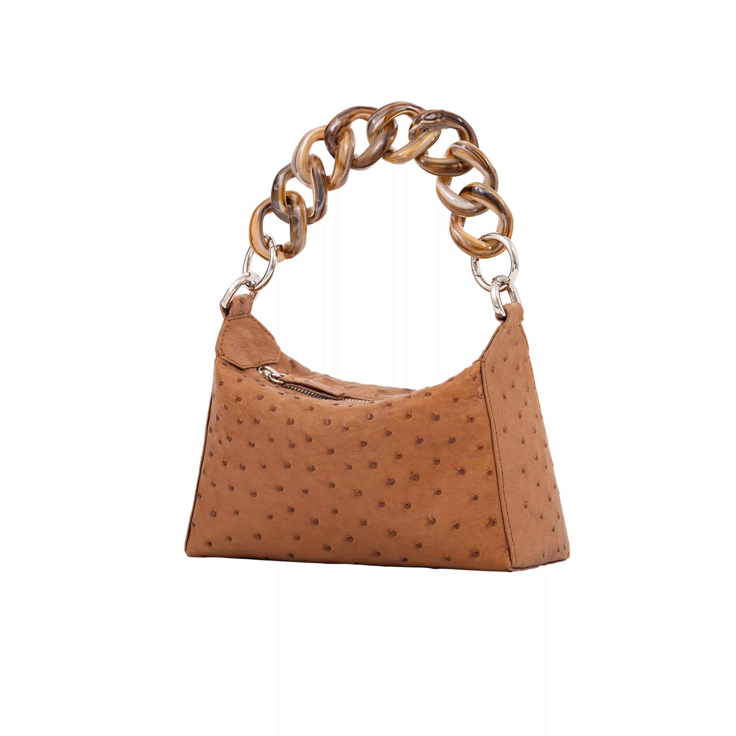 Lola in Luggage Ostrich with a Caramel Resin Chain by Cape Cobra