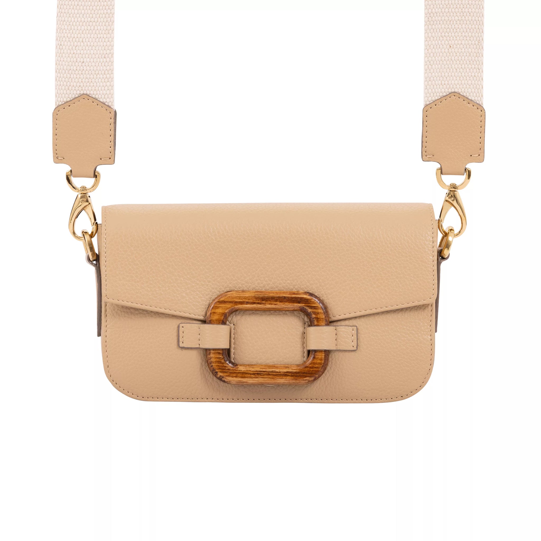 Deya Crossbody in Desert Nappa with a Wood Ring Detail by Cape Cobra