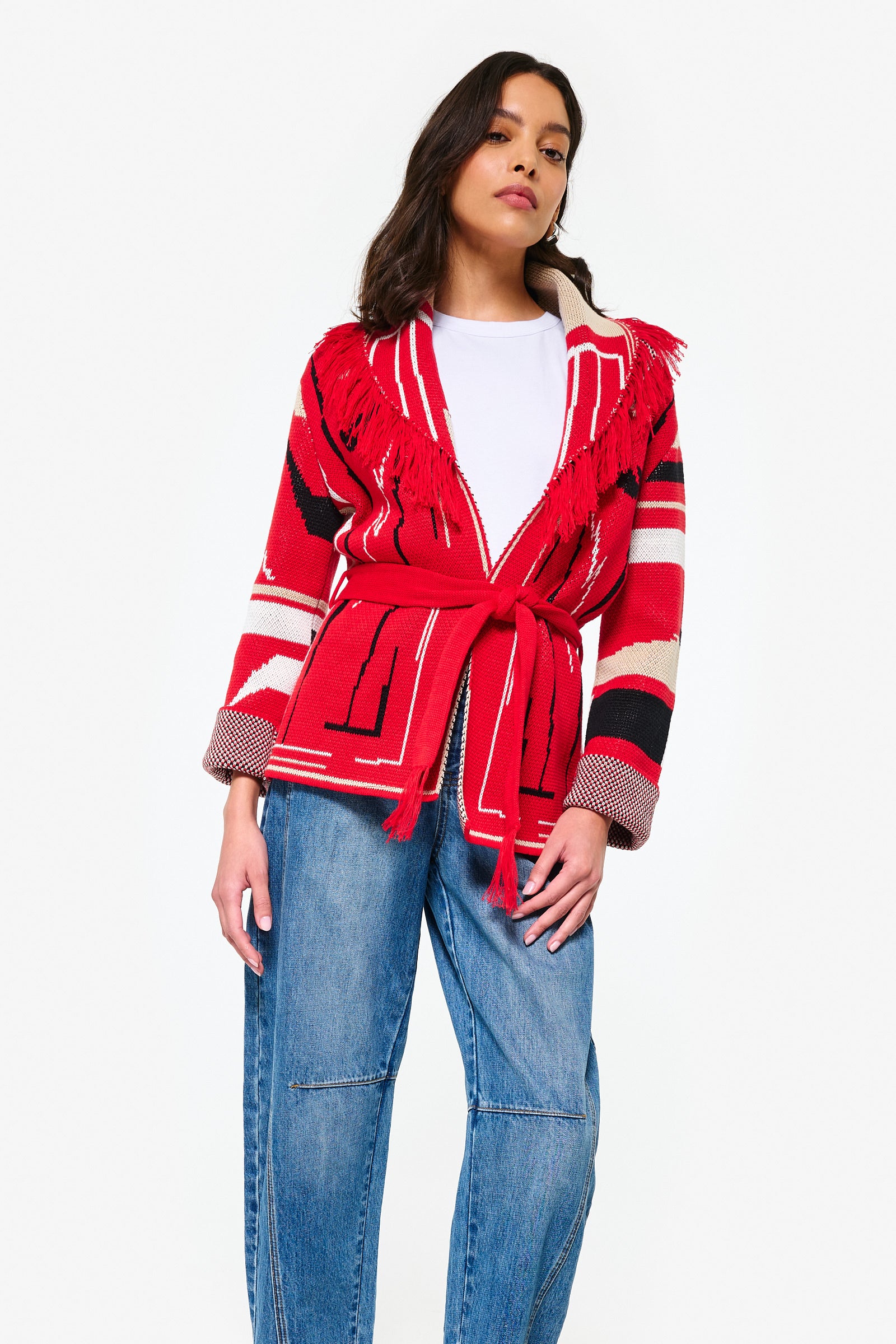 Thierra Belt Red Cardigan by MUNA