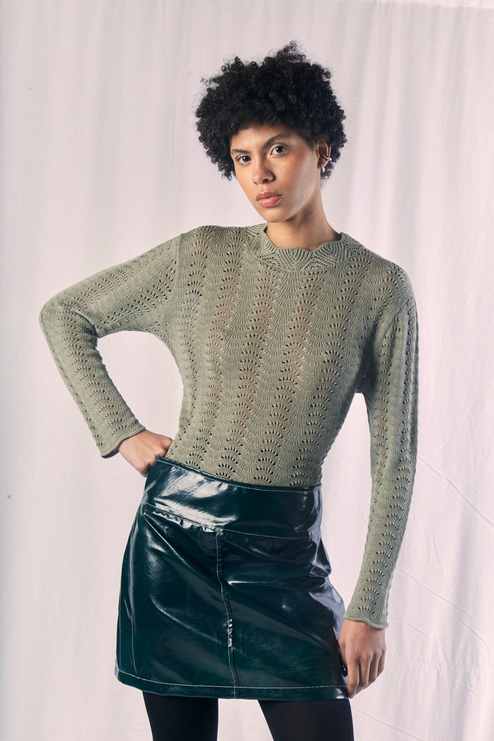 Allpa Sage Green Knit Top by MUNA