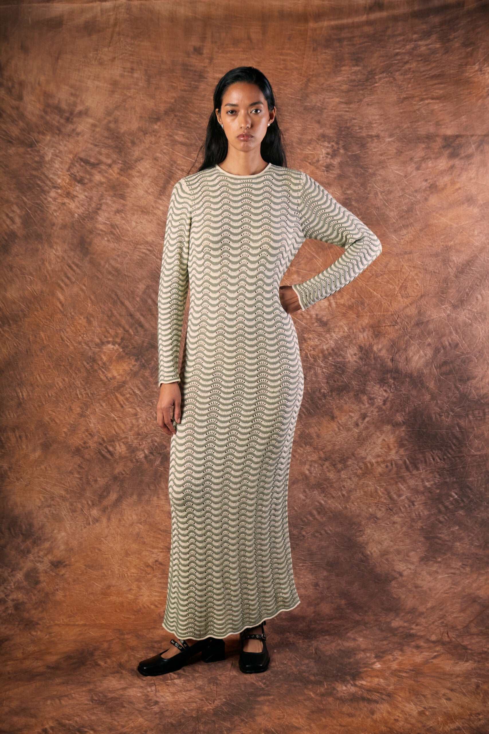 Arena Dress Ivory & Sage Green by MUNA