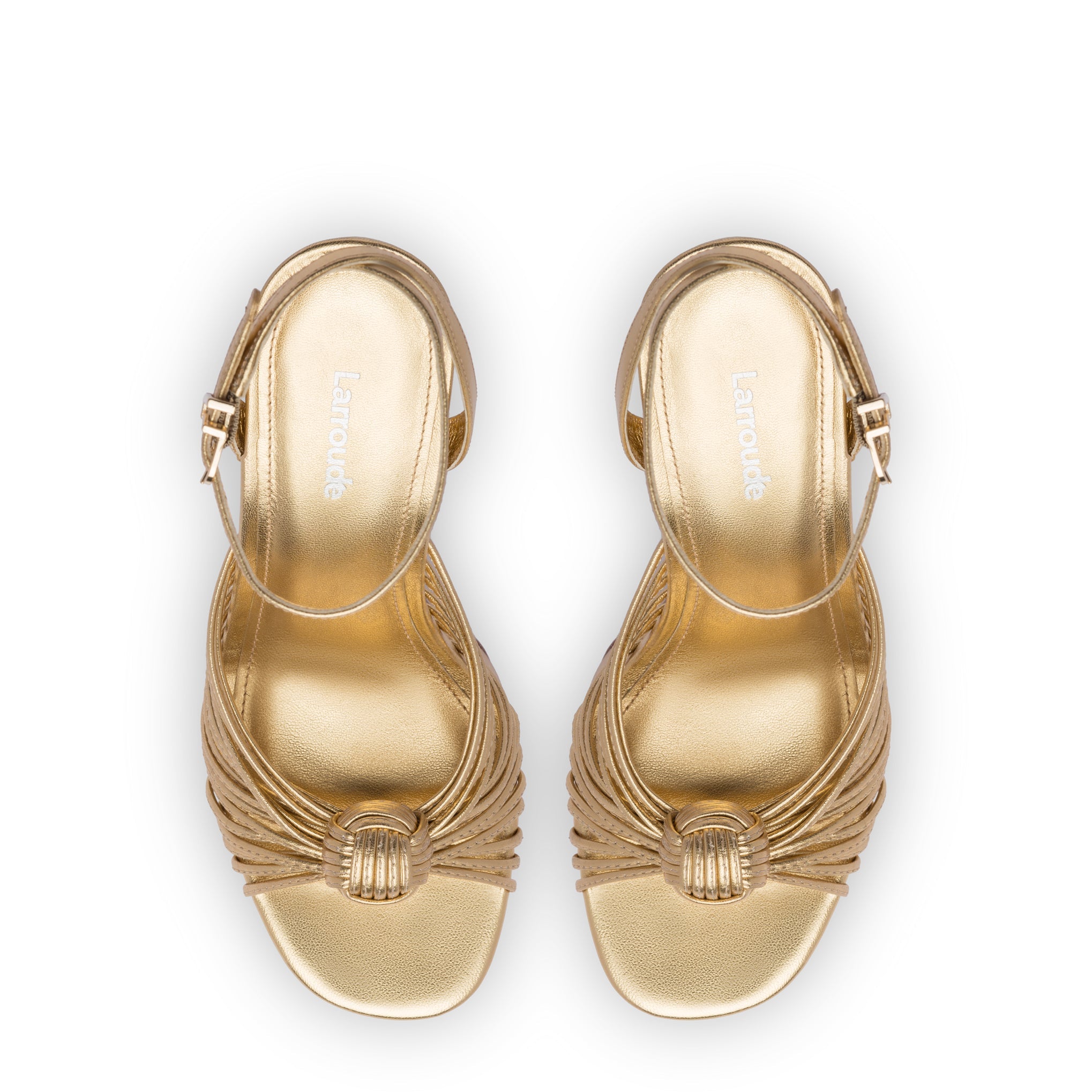 Valerie Platform Sandal In Gold Metallic Leather by Larroudé