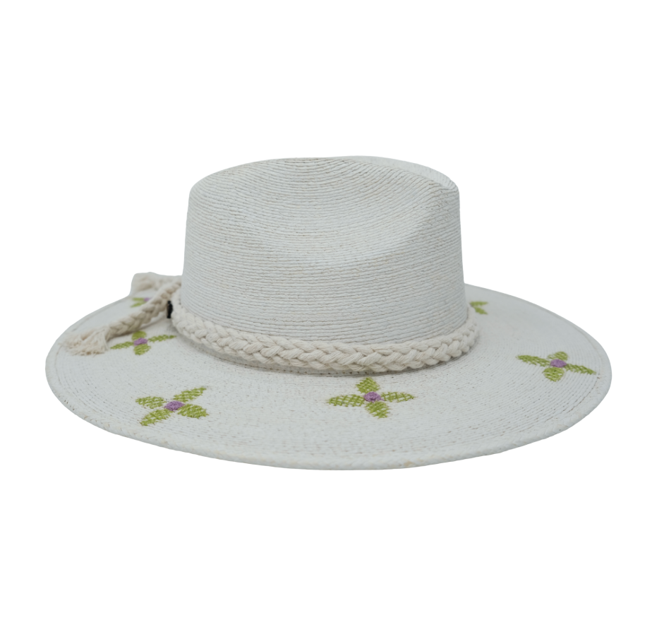 Verde Flores Palm Hat | Exclusive Green Floral Beach Hat by Corazon Playero