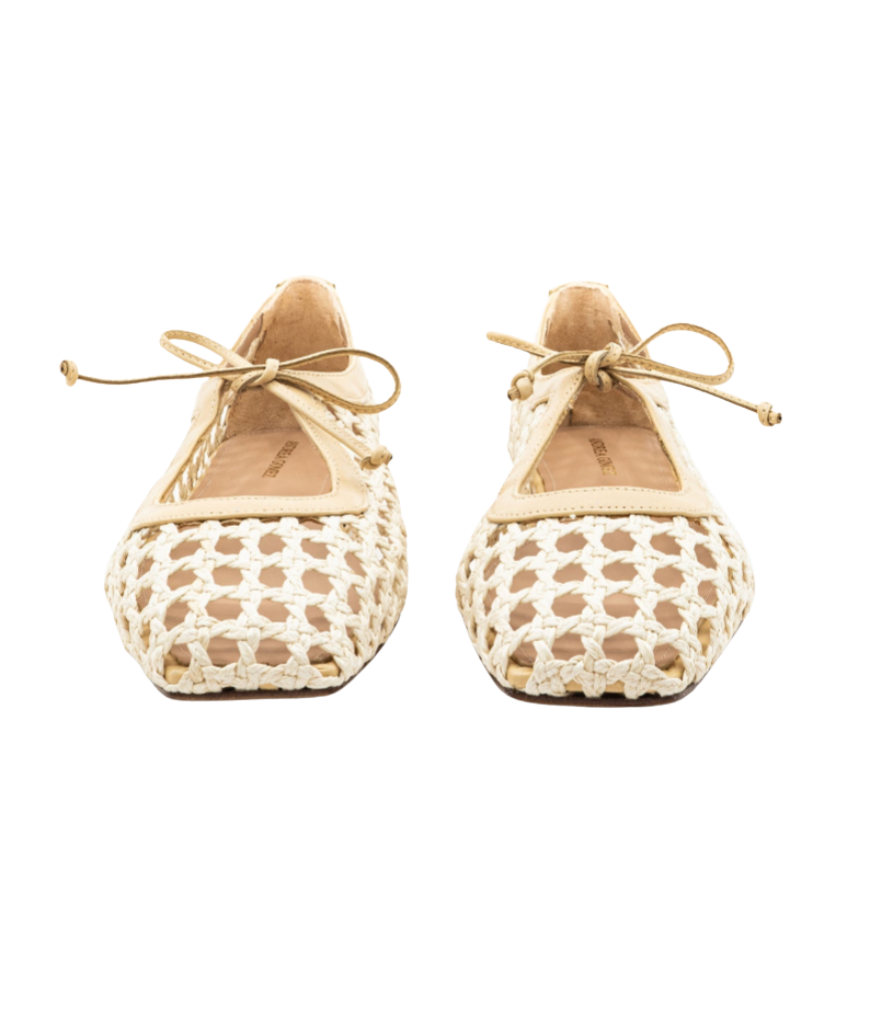Amelia Natural Raffia Ballet Flat by Andrea Gomez