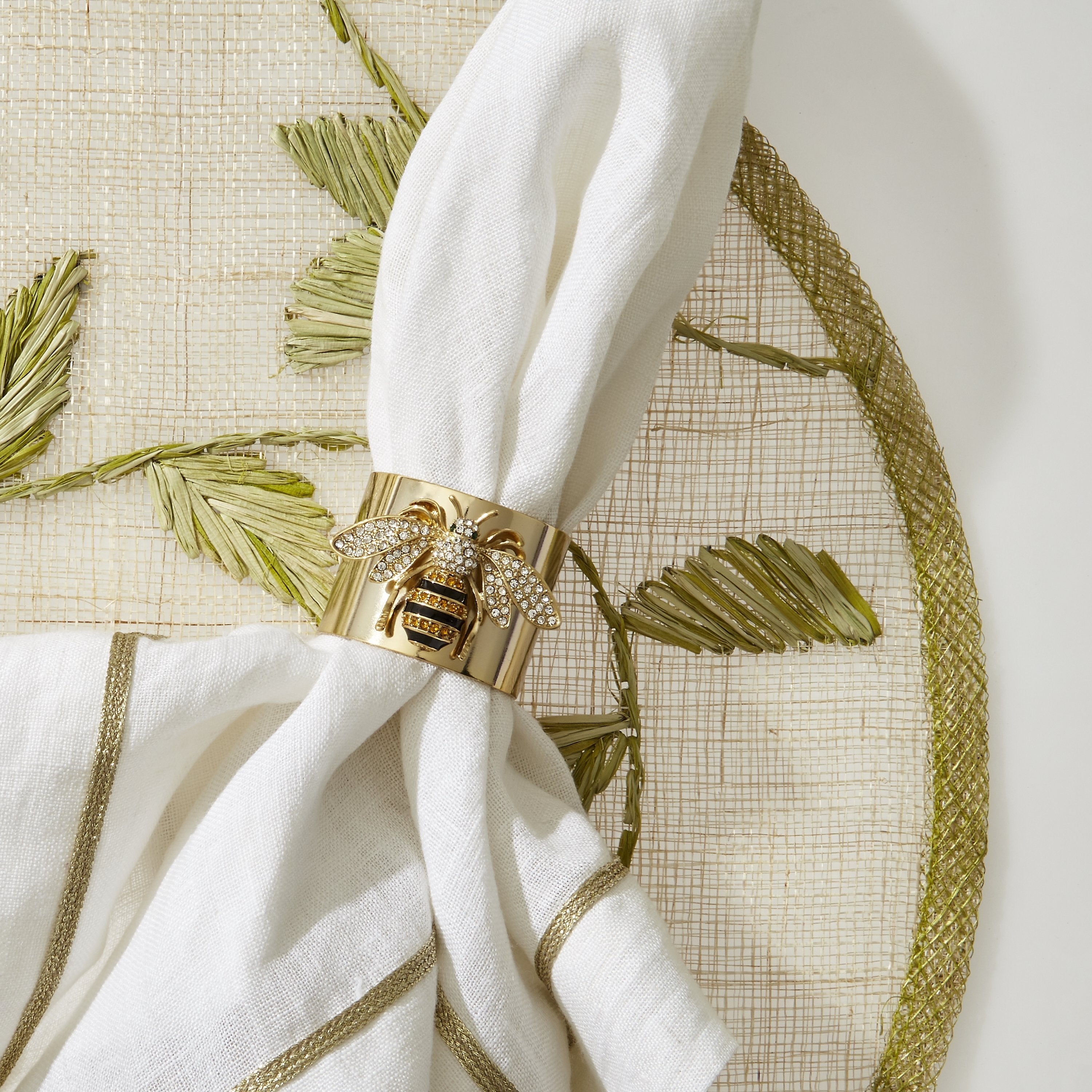 Stripey bee napkin rings, set of two by Joanna Buchanan