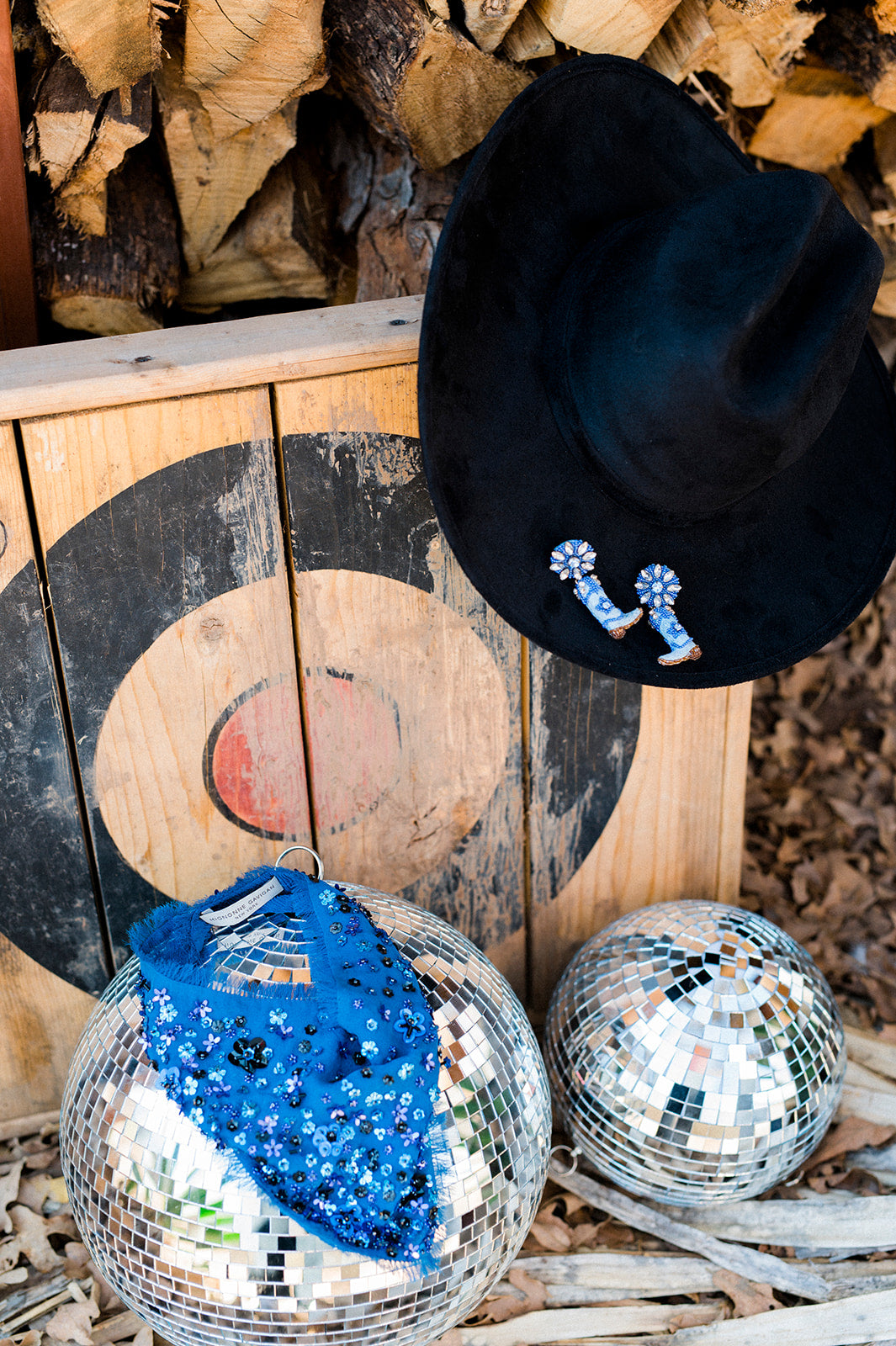 Exclusive Disco Cowgirl Drop Earrings - Midnight Blue by Mignonne Gavigan