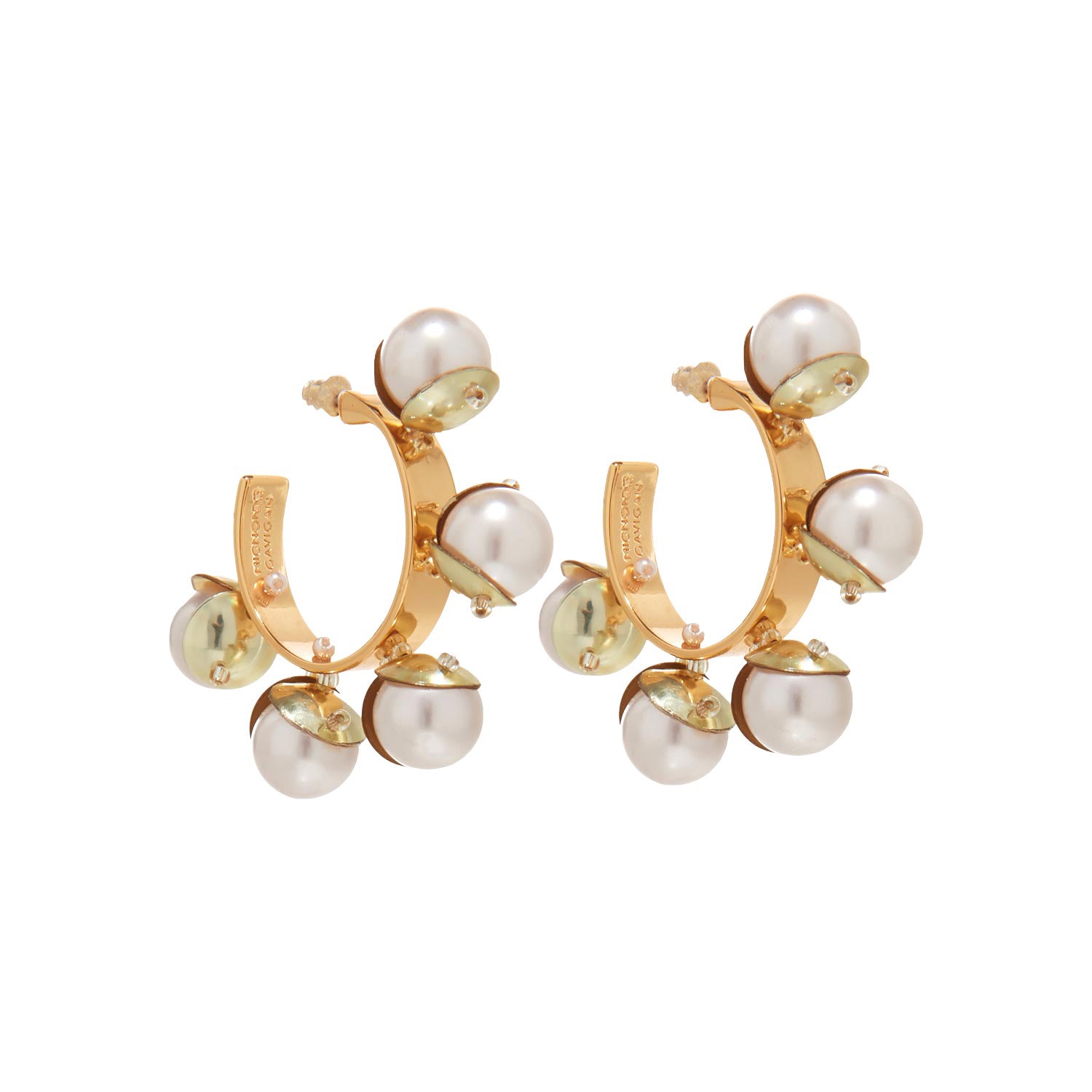 Mini Delfina Pearl Hoop Earrings Blush by Mignonne Gavigan