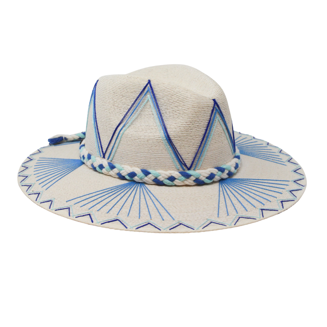 Blue Isabella Palm Hat | Exclusive Handmade Beach Hat by Corazon Playero
