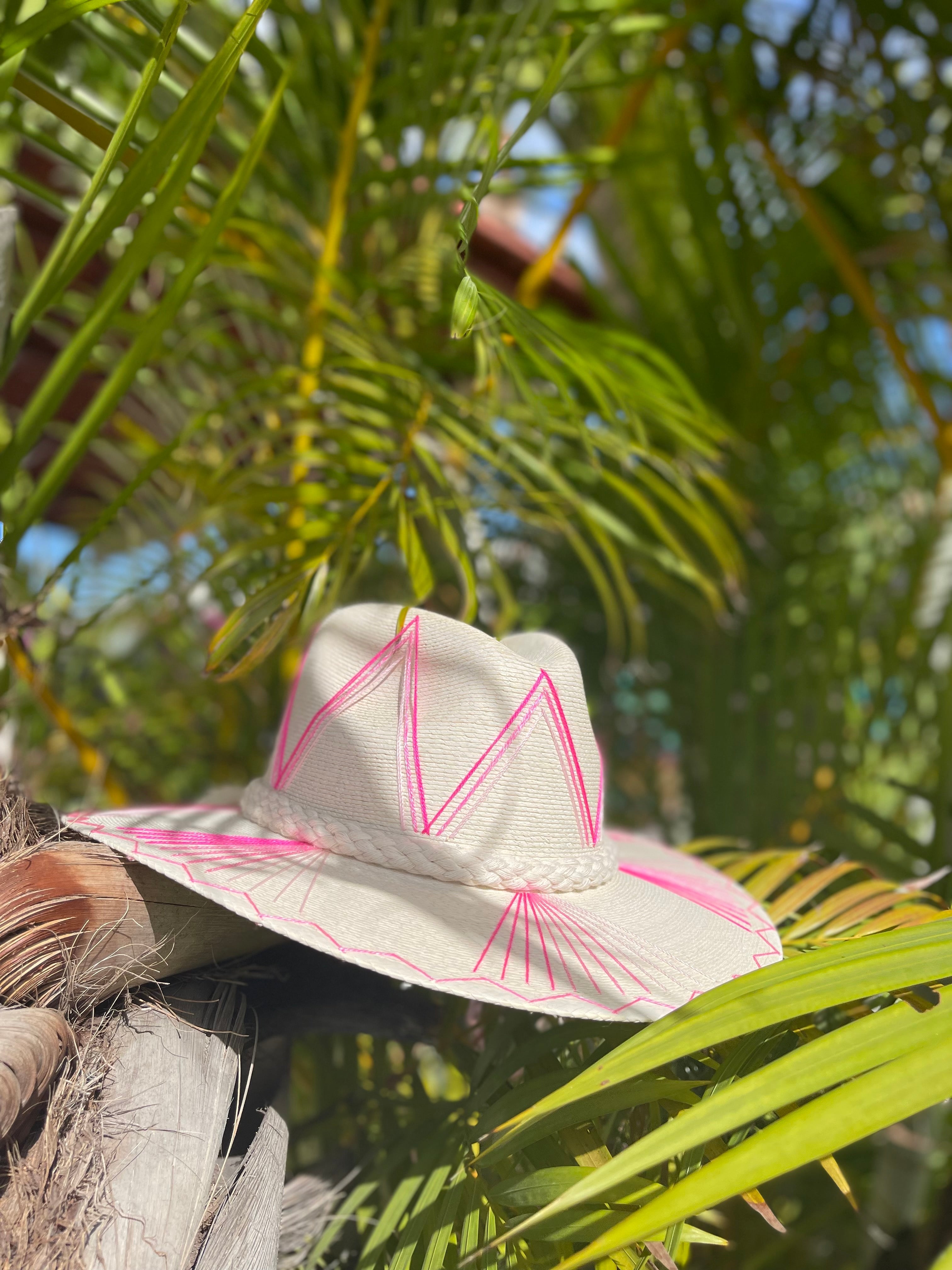 Neon Pink Isabella Palm Hat | Handmade Beach Hat by Corazon Playero