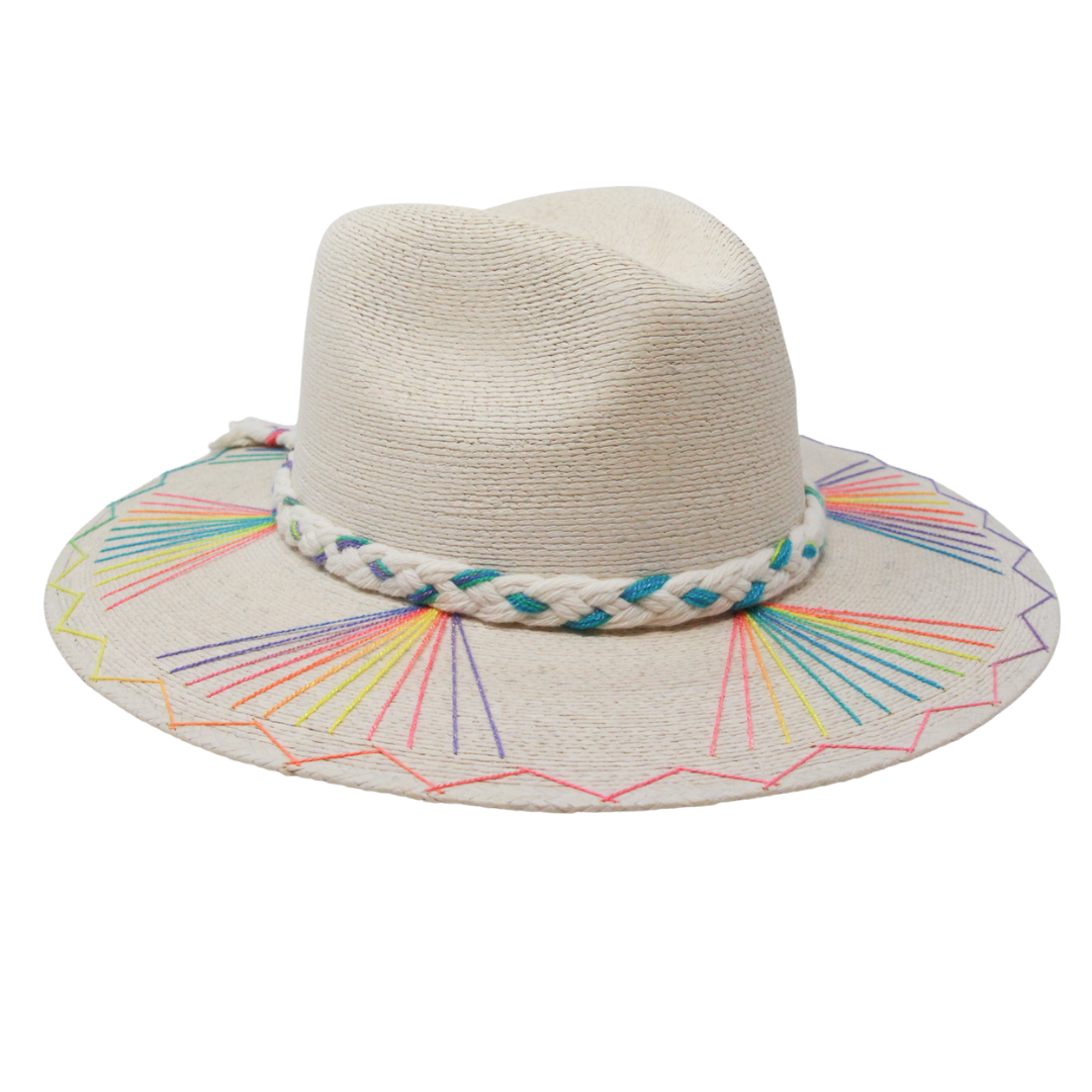 Rainbow Sophie Palm Hat | Handmade Statement Hat by Corazon Playero